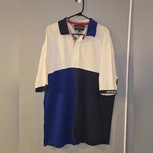 Tommy Hilfiger Navy and White Polo Shirt